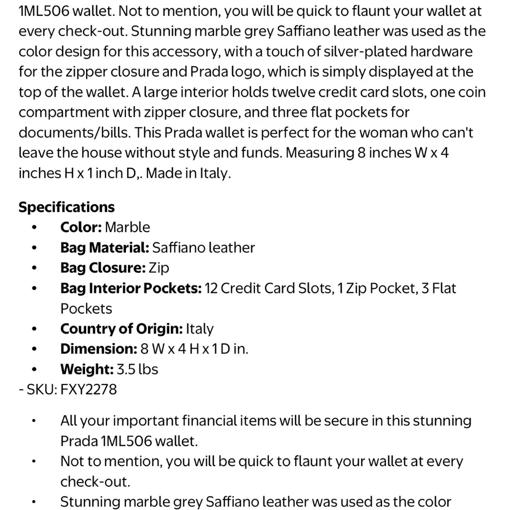 Prada Gray Textured Wallet - Picture 14 of 15